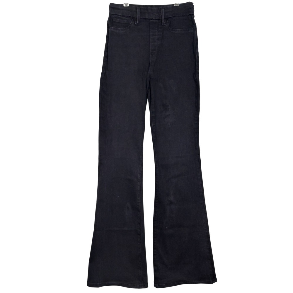 Good American Good Legs Flare Jeans Black High Rise GLF478BT Size 2